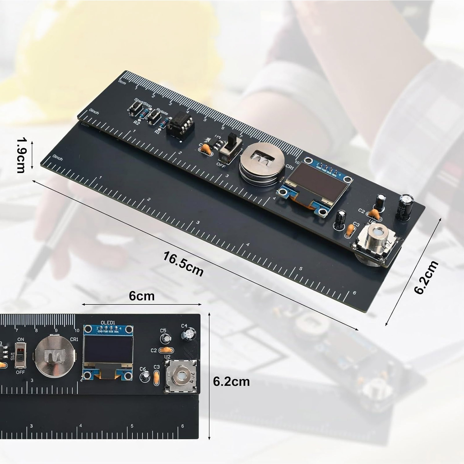 Bausatz DIY Winkelmesser mit OLED-Display & Lineal