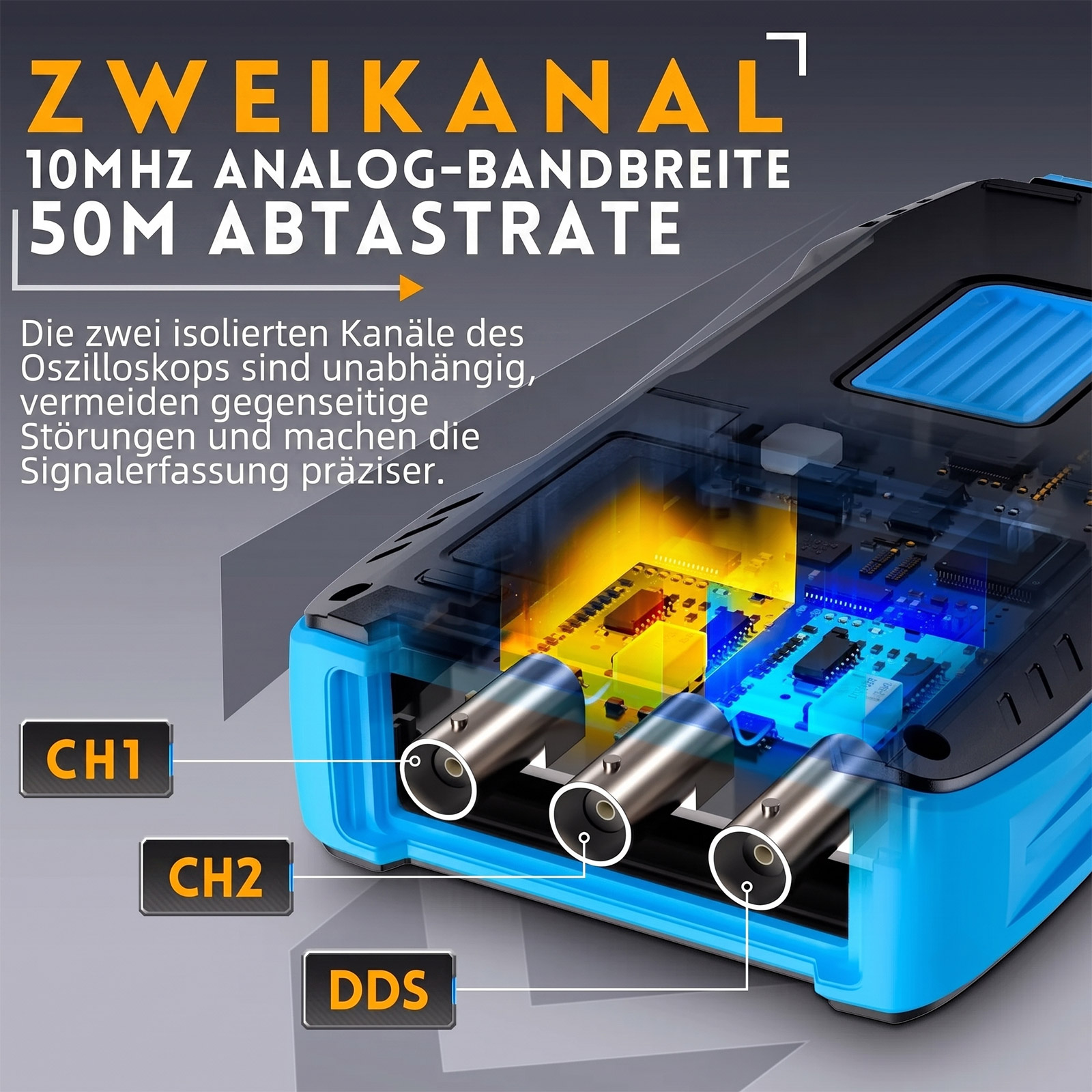 FNIRSI 2C23T – Handheld-Oszilloskop mit Multimeter und Funktionsgenerator (10 MHz, 50 MS/s, 2 Kanäle