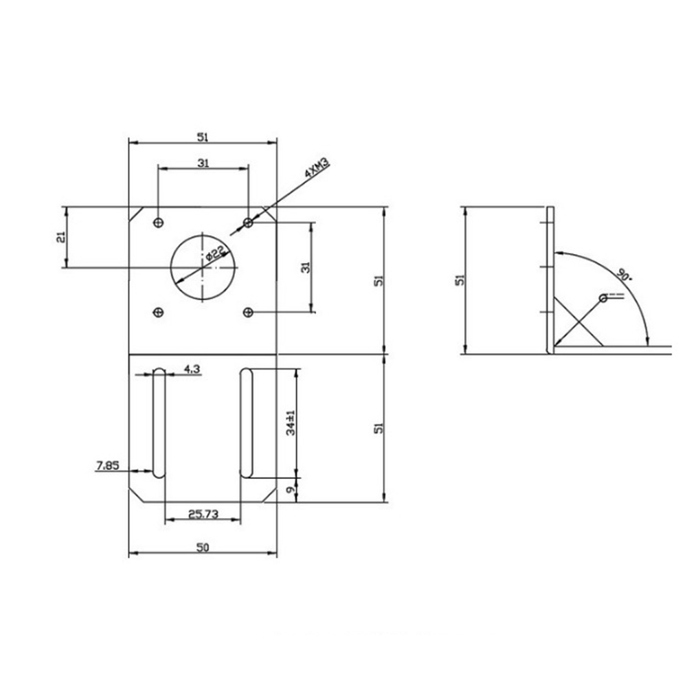 CNC Motorhalter für Nema 17 - Stahl lackiert