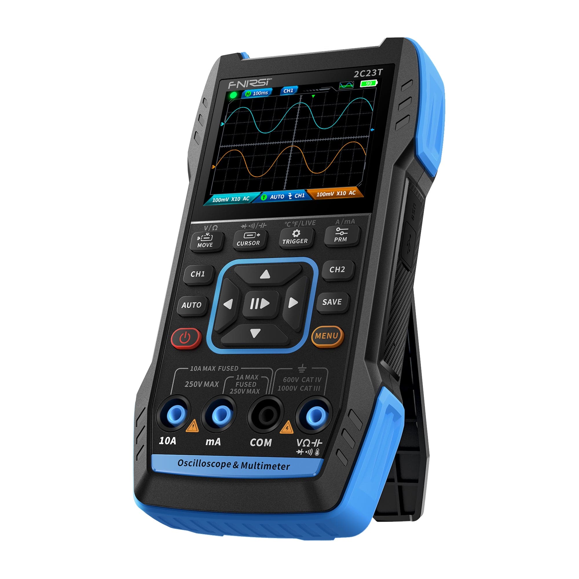 FNIRSI 2C23T – Handheld-Oszilloskop mit Multimeter und Funktionsgenerator (10 MHz, 50 MS/s, 2 Kanäle