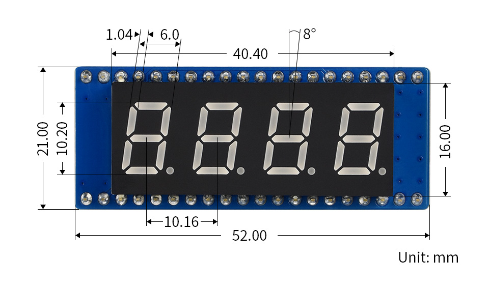Waveshare 4-Stellen 8-Segment Display Modul mit DS3231 RTC für Raspberry Pi Pico