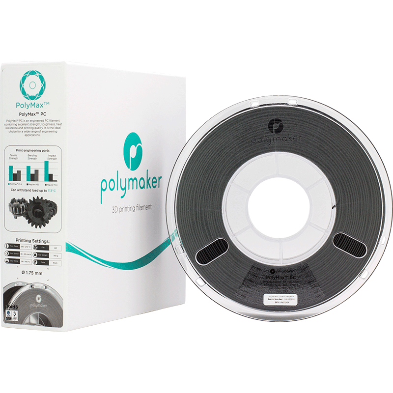 Polymaker PolyMax Tough PC Filament Schwarz 1.75mm 750g