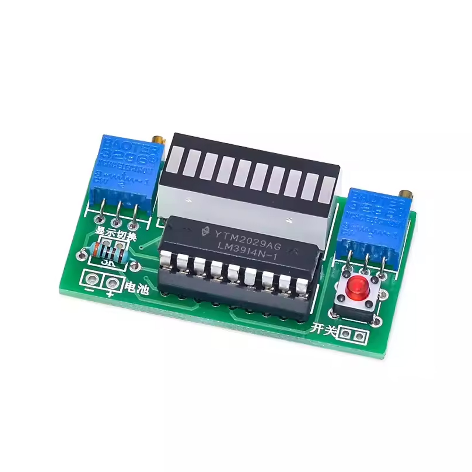 Lötbausatz LM3914 LED Batterieanzeige  – 10-Segment DIY Spannungsmessung 3,7–12 V
