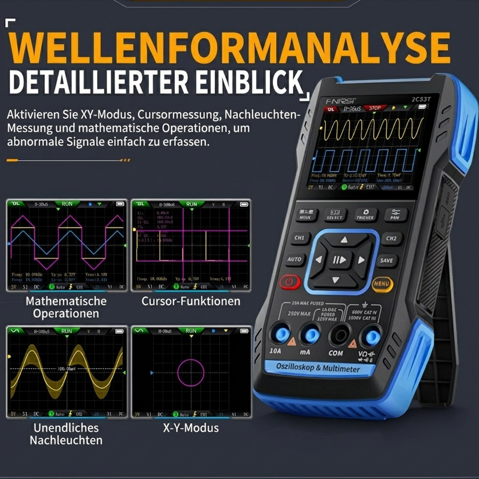 FNIRSI 2C53T 50MHz 250MS/s Tragbares 3in1 Oszilloskop Multimeter Signalgenerator