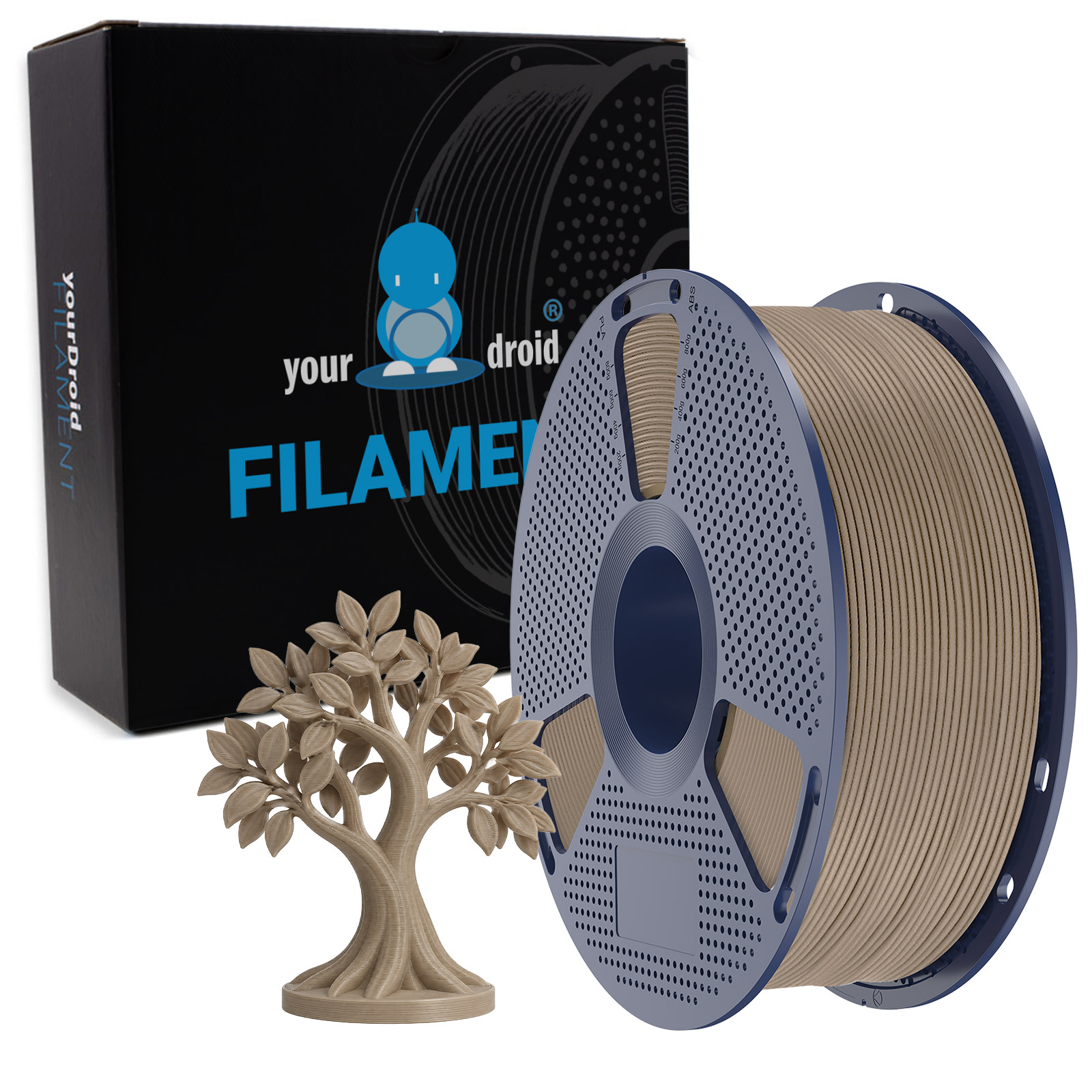 yourDroid PLA Holz-Filament Natur-Optik 1.75mm 1kg