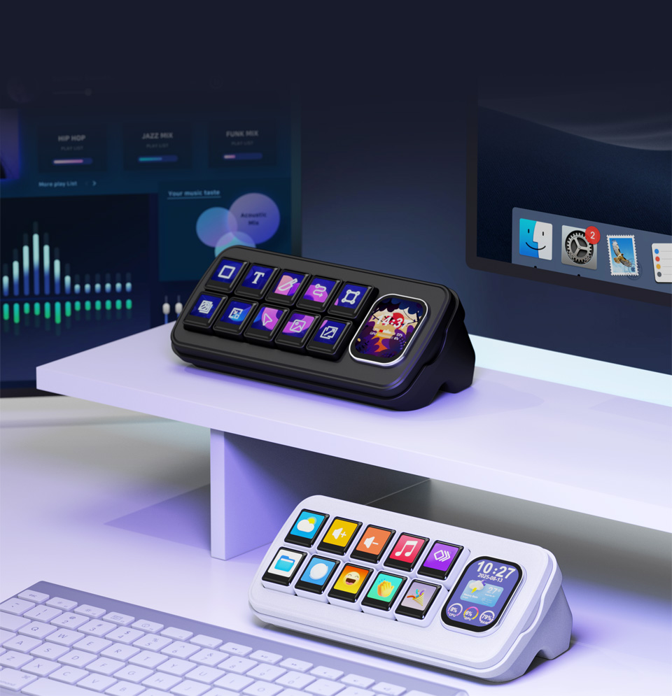 Waveshare MK10 Stream Deck LCD Makro-Controller Schwarz