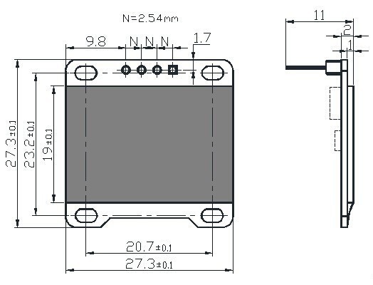 0.96" OLED Display Weiss I2C/IIC/TWI 128x64 Pixel für Arduino