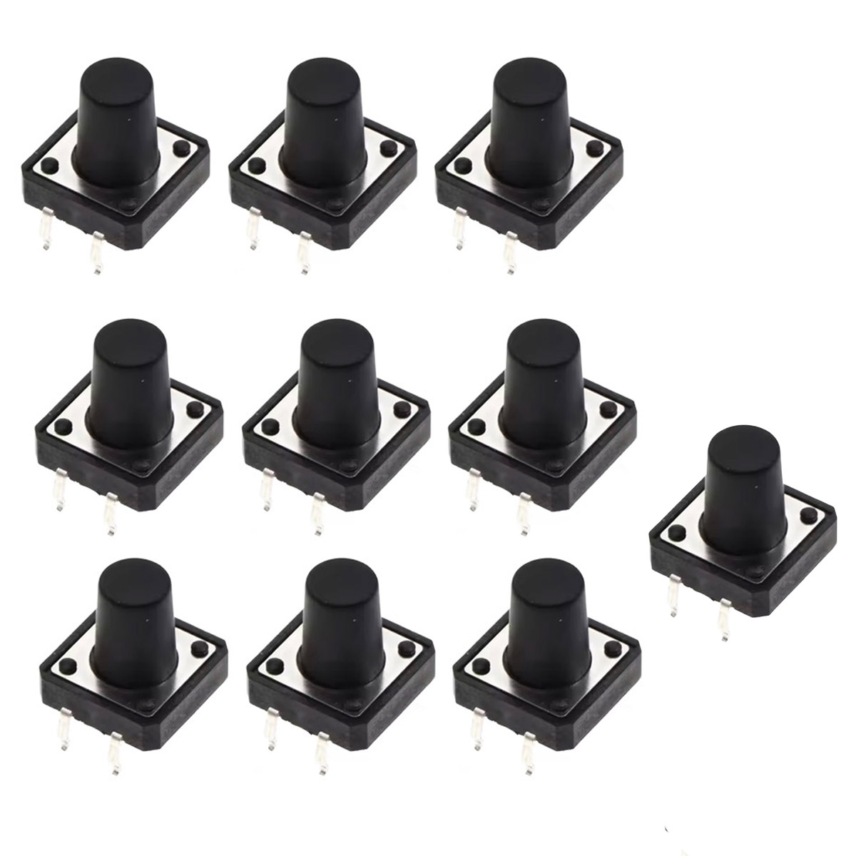 10x Taster 12×12×12mm THT – Drucktaster mit taktiler Rückmeldung für Arduino & Prototyping