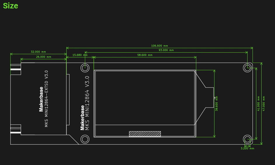MKS Mini 12864 V3 LCD mit vorderem SD-Slot