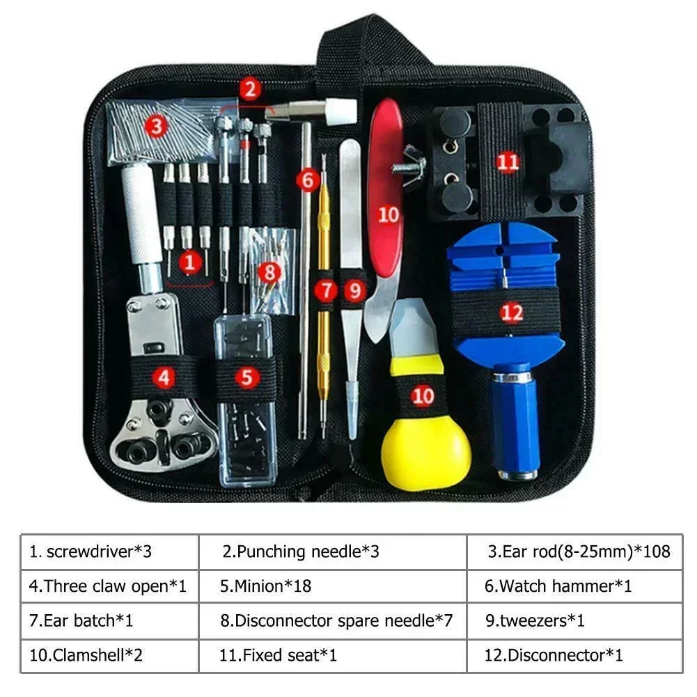 Uhrmacher-Werkzeugset 147-tlg.  Profi Reparaturset mit Gehäuseöffner