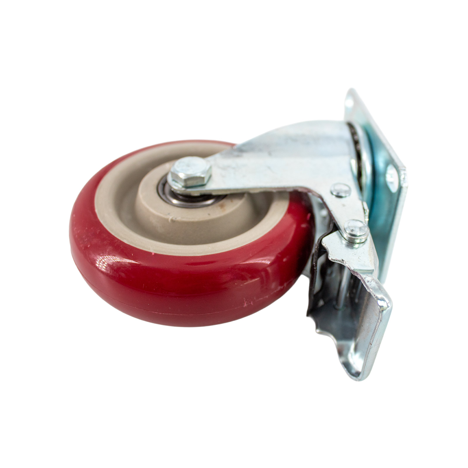 Lenkrolle 75mm 360° drehbar mit Bremse Rot 90kg Traglast