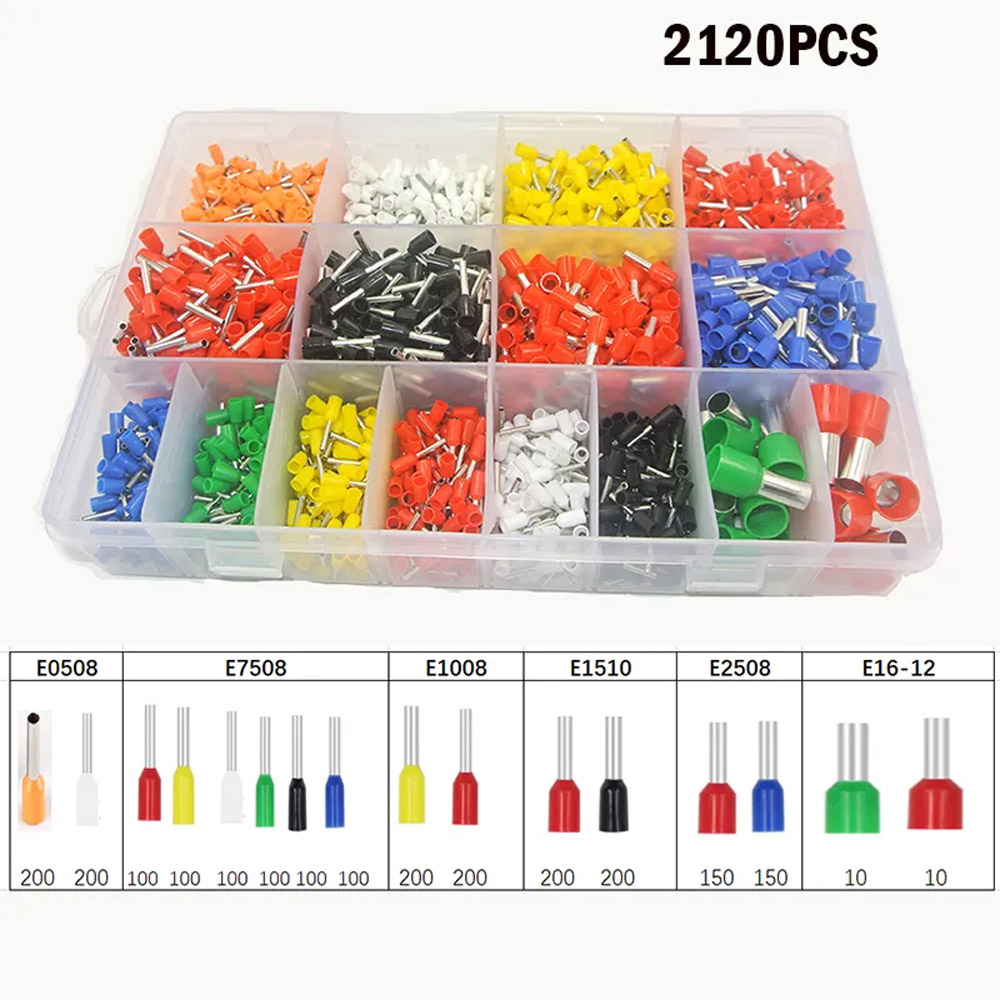 Aderendhülsen Sortiment 2120 Teile 16 Größen 0.5mm²-16mm²