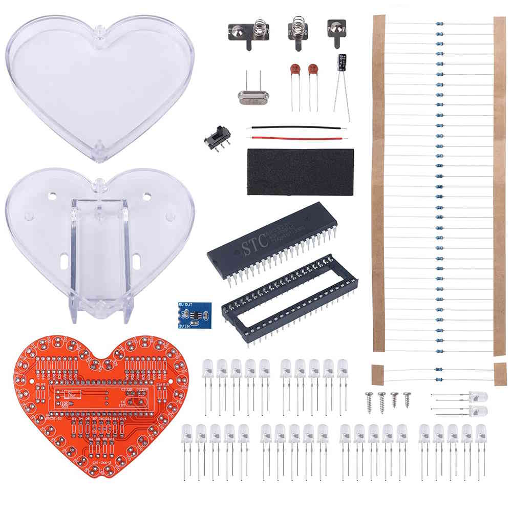 Bausatz Farbenfrohes LED Herz mit Gehäuse