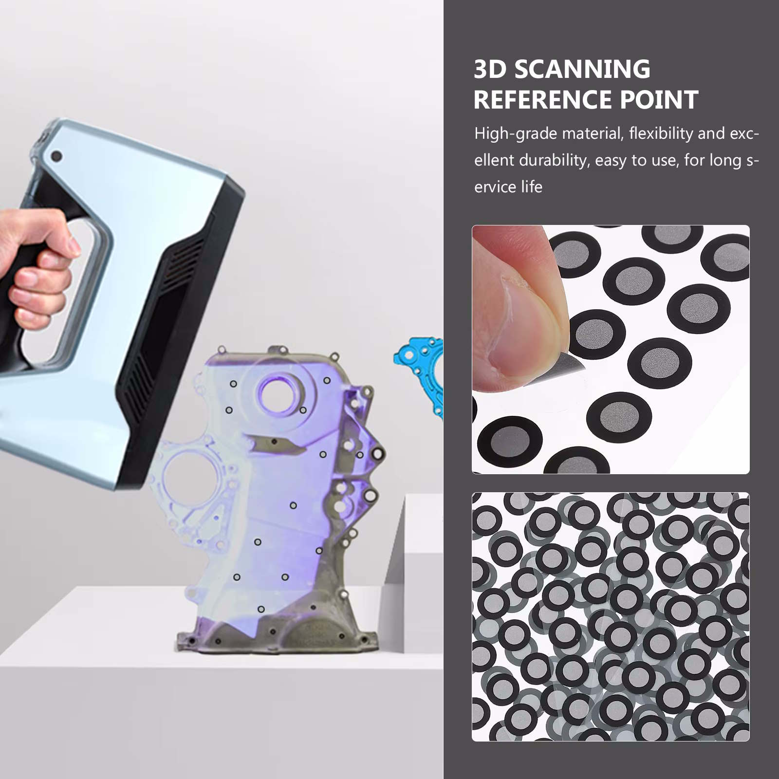3D Scanner Positionierungssticker 3x6 mm – Markerpunkte Set (5 Bögen)