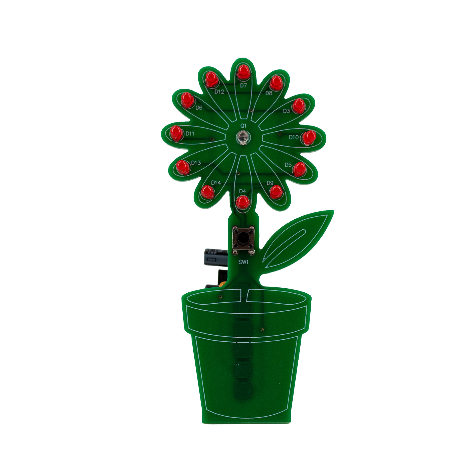 Bausatz LED-Blume – Interaktives Lötprojekt mit Lichtsensor und Taster (6V, 10x7cm)