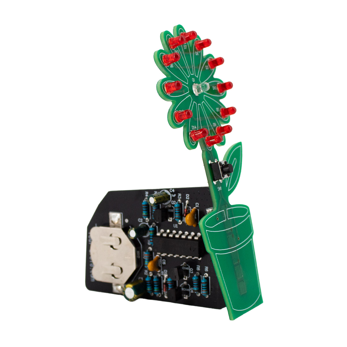 Bausatz LED-Blume – Interaktives Lötprojekt mit Lichtsensor und Taster (6V, 10x7cm)