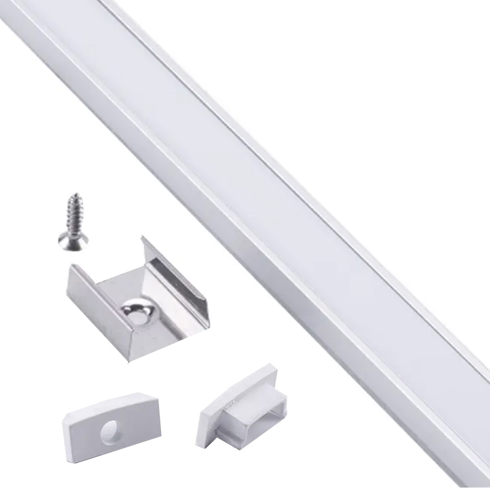 LED Aluminium Profil Schiene flach 15x7mm mit Abdeckung Silber
