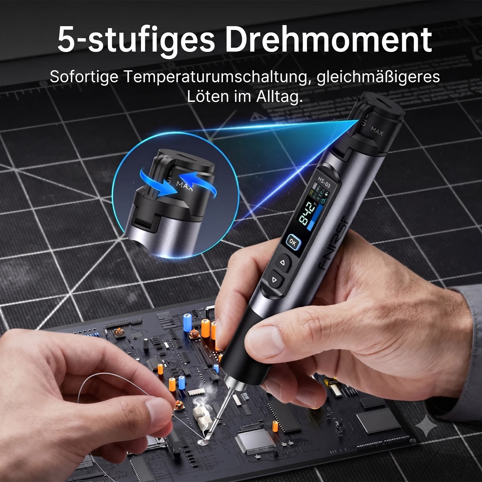 FNIRSI HS-03 Kabelloser Lötkolben 2600mAh USB-C Schnellheizung