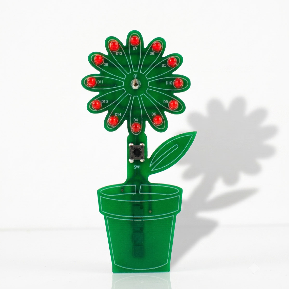 Bausatz LED-Blume – Interaktives Lötprojekt mit Lichtsensor und Taster (6V, 10x7cm)