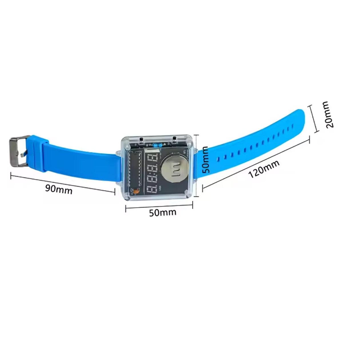 Bausatz DIY Armbanduhr zum Löten (blaues Band)