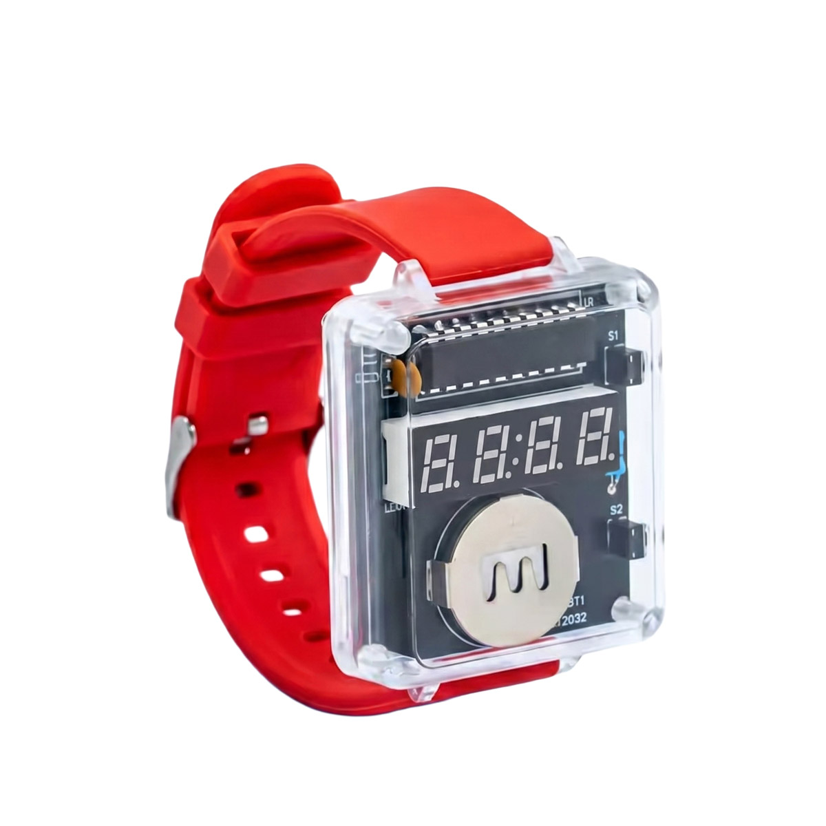 Bausatz DIY Armbanduhr zum Löten (rotes Armband)