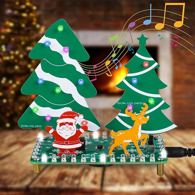 Bausatz LED Weihnachtsbaum mit Musik - Mini Weihnachtswald Lötprojekt