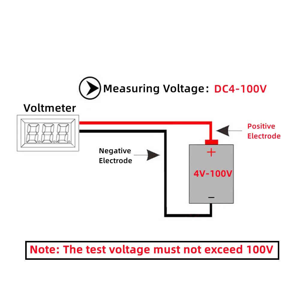 Digitales LED-Voltmeter 4–100 V rund 3-stellig Blau