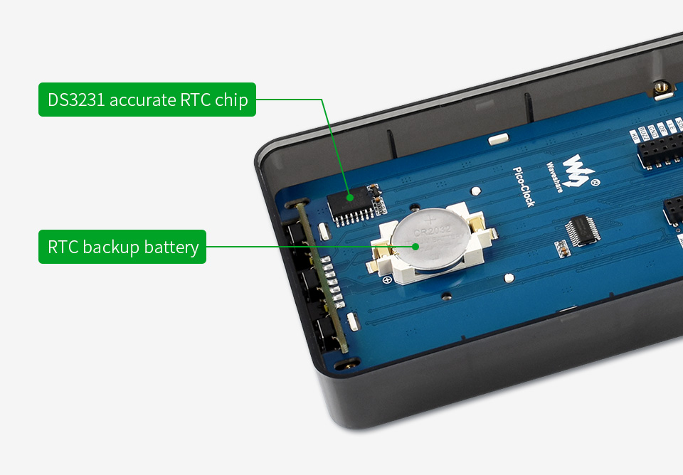 Waveshare Elektronische Uhr für Raspberry Pi Pico