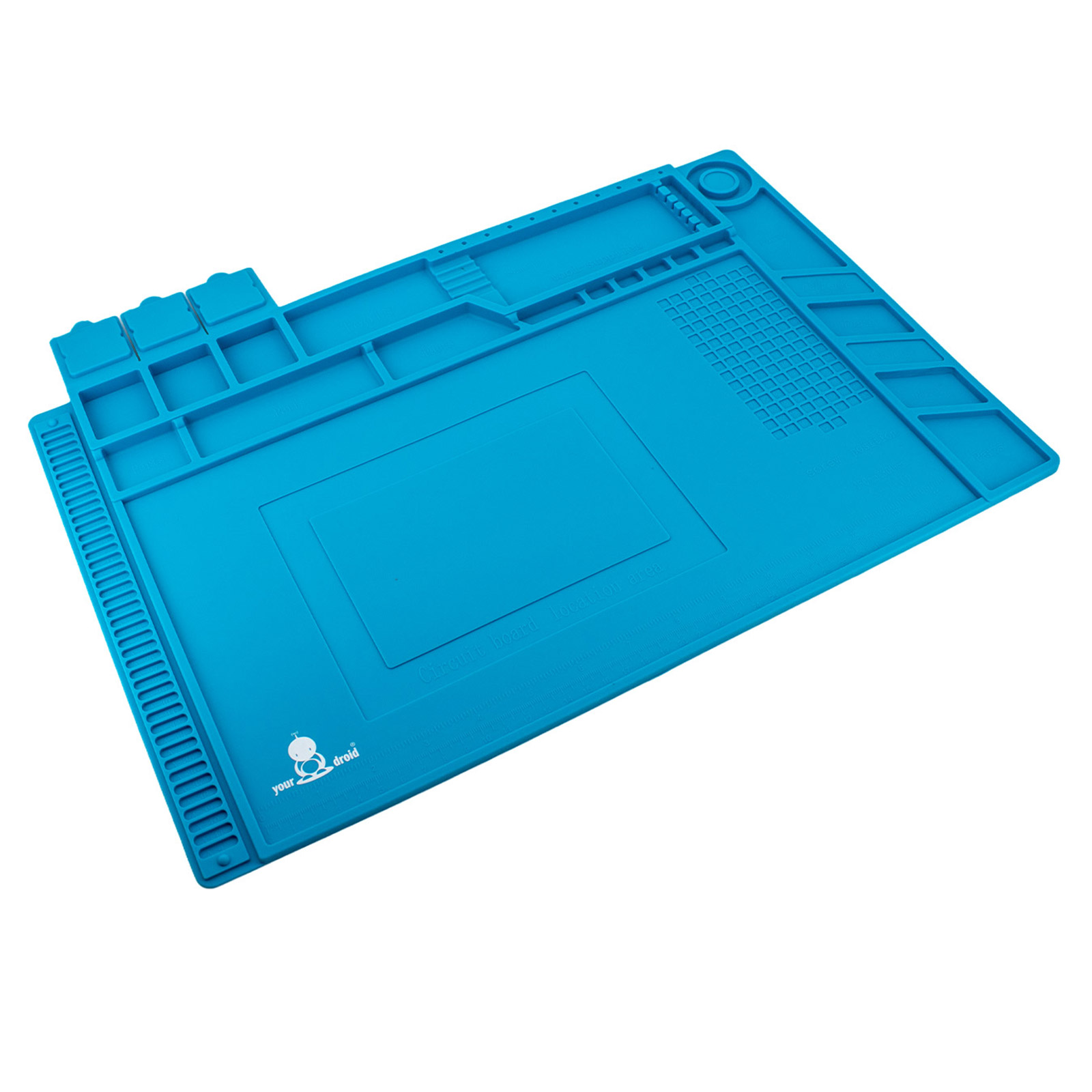 yourDroid Lötmatte Silikon 45x30cm hitzebeständig mit Fächern