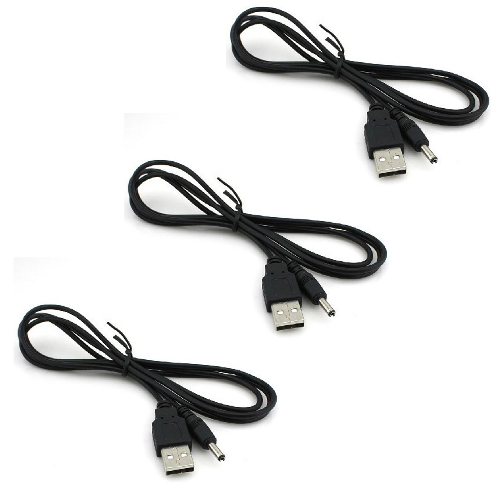 3x USB Stromkabel auf DC Hohlstecker 3.5x1.35mm 5V 80cm Ladekabel