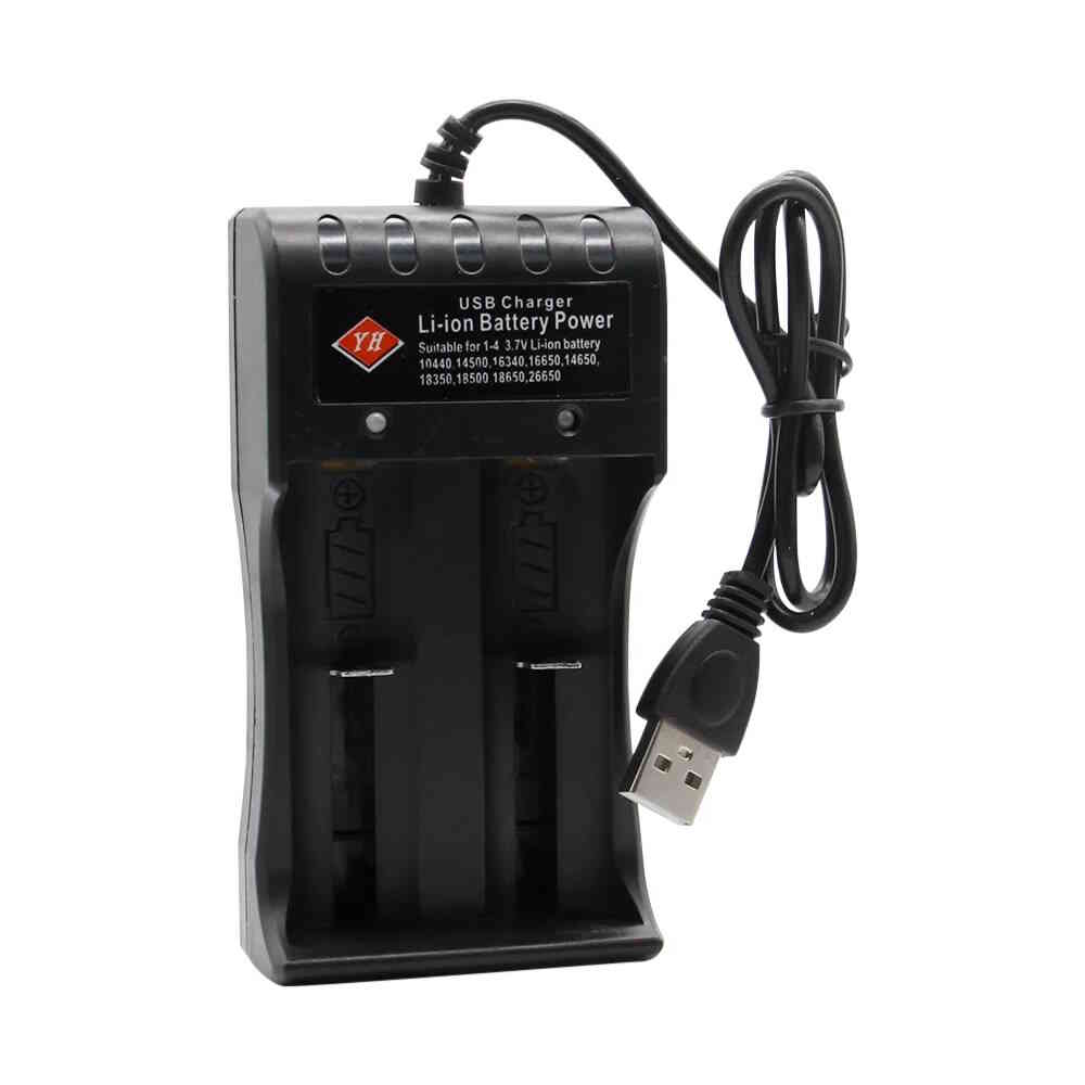Universal USB Ladegerät 2 Slot 3,7V  für Akkus Li-Ion 18650 26650 14500 17670