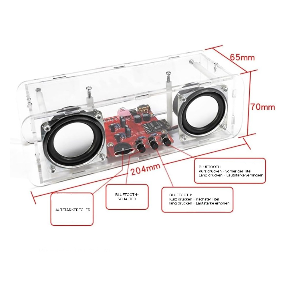 Bausatz: DIY Bluetooth Stereo-Lautsprecher mit Gehäuse