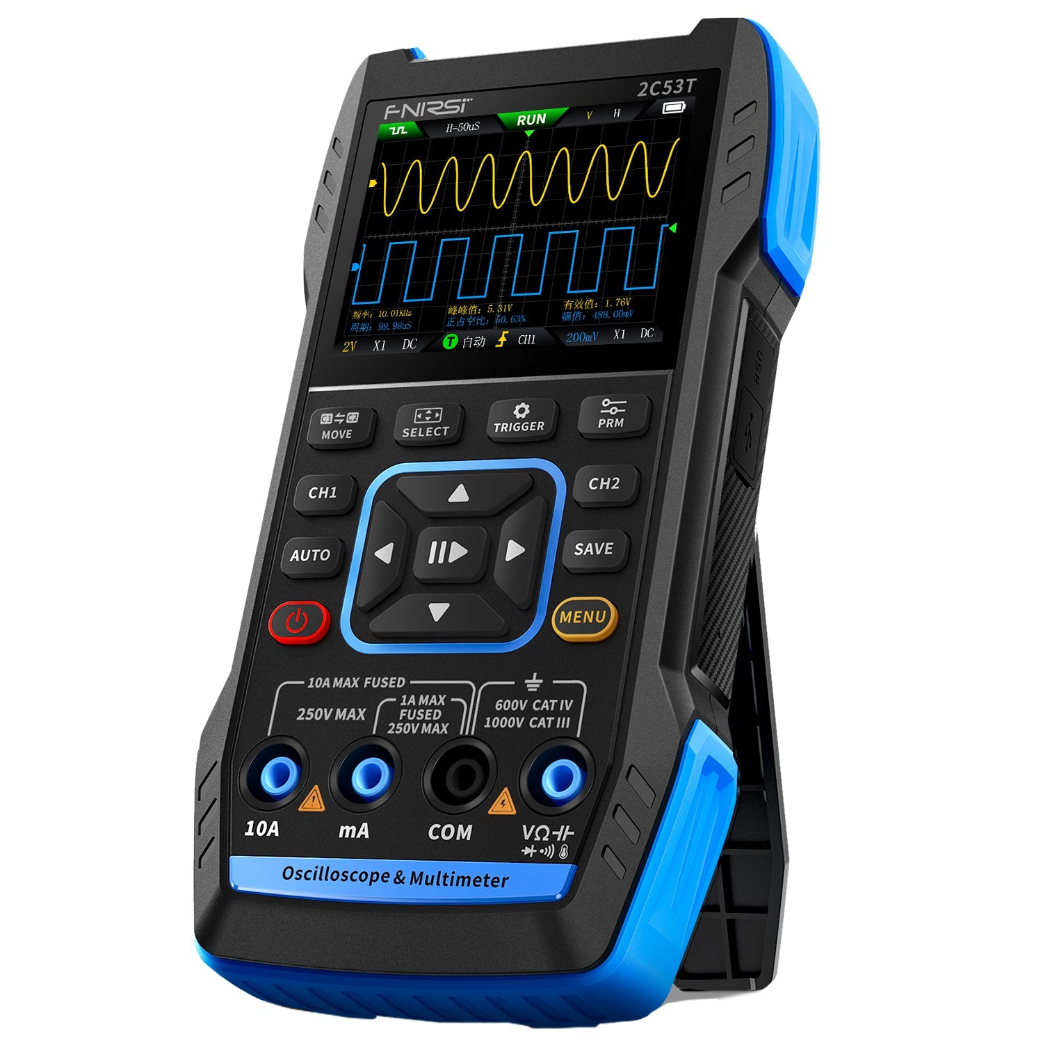 FNIRSI 2C53T 50MHz 250MS/s Tragbares 3in1 Oszilloskop Multimeter Signalgenerator