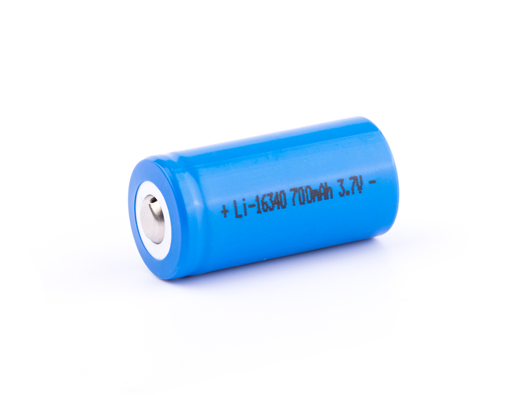 16340-A1 700mAh, 3,6V - 3,7V Li-Ionen-Akku mit erhöhten Pluspol (ohne Schutzelektronik)