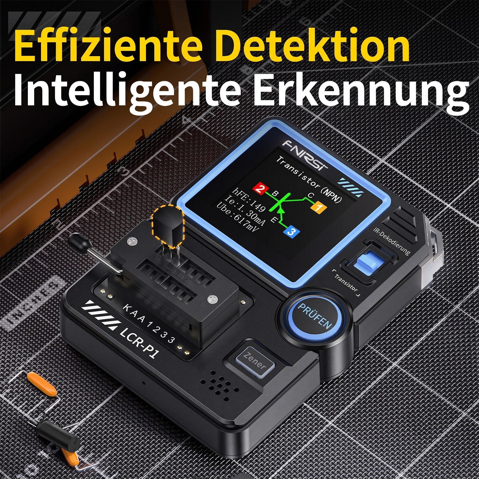 FNIRSI LCR-P1 Komponentenmessgerät für Induktivitäten, Kapazitäten, Widerstände und Halbleiter