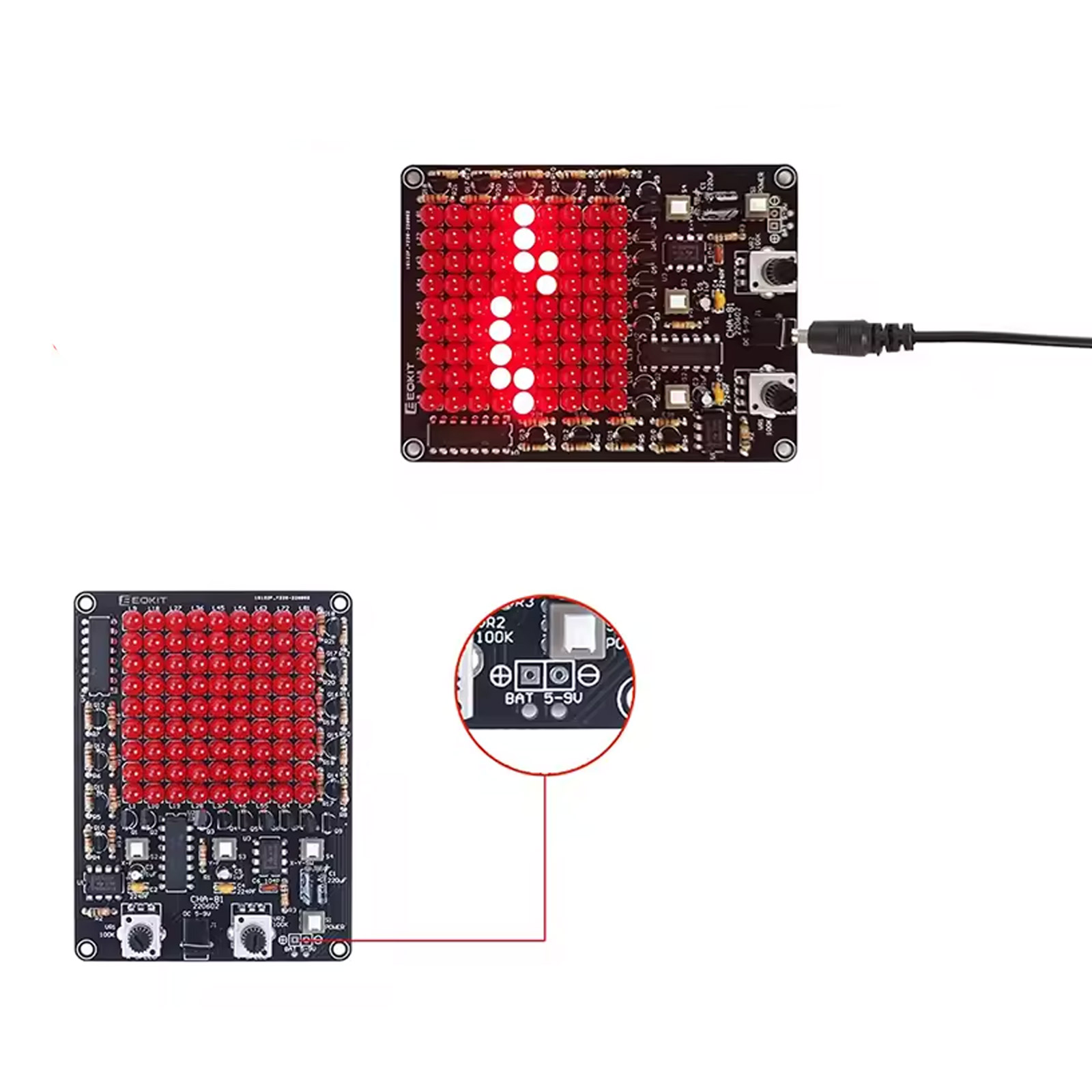 Bausatz: LED Spiel – DIY Lötkit mit 81 roten LEDs & Lauflichteffekt