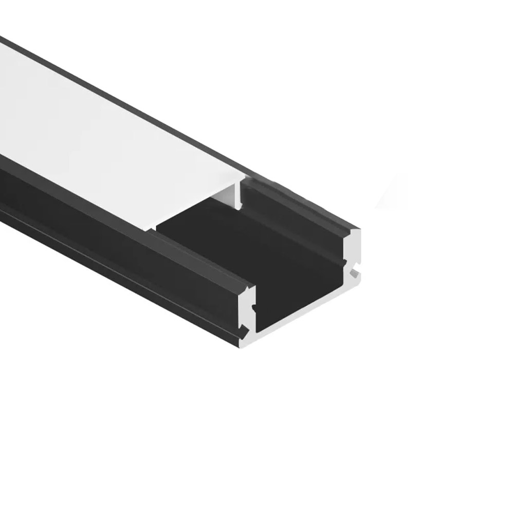 LED Aluminium Profil Schiene flach 17x7mm mit Abdeckung (Schwarz)