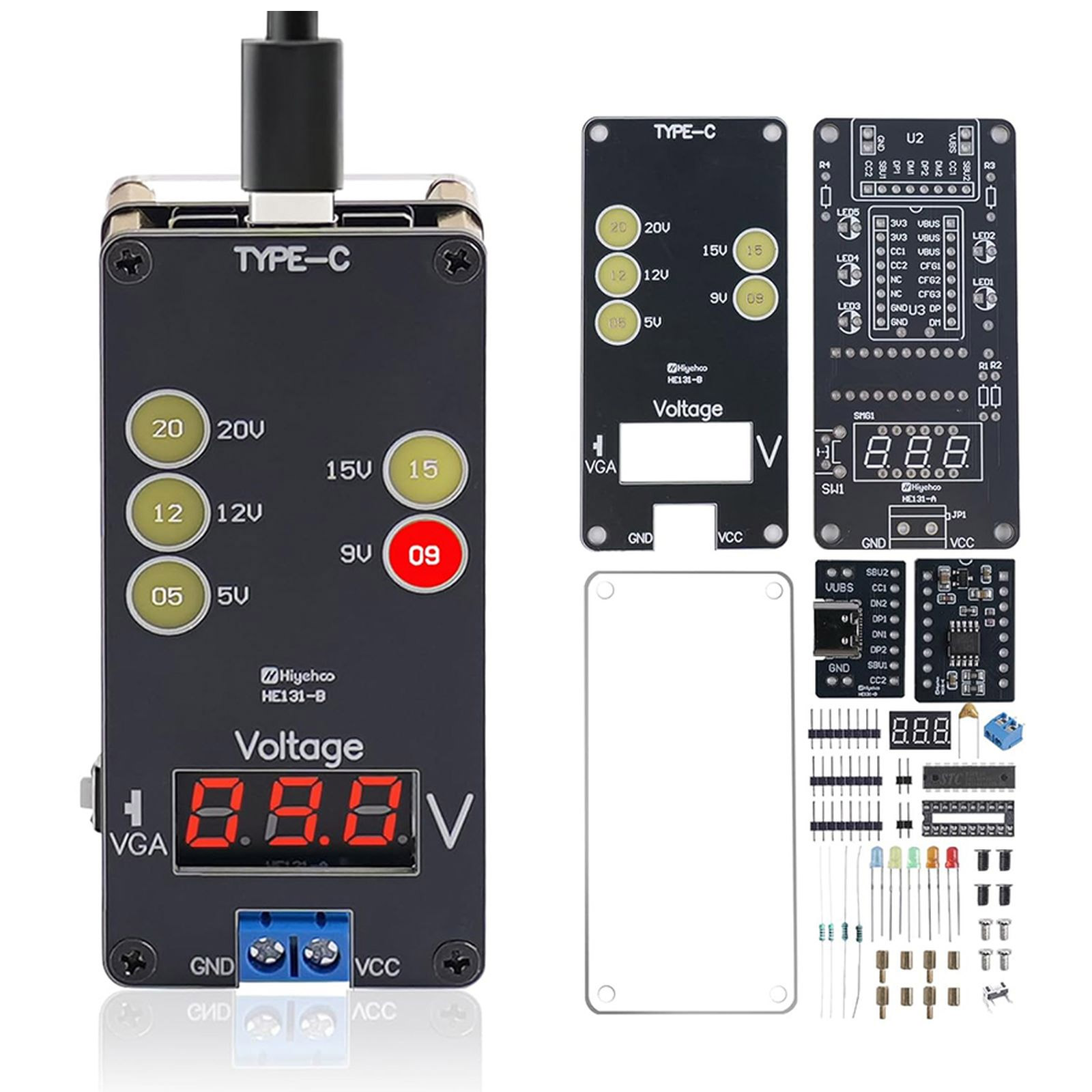 Bausatz USB-C Spannungsmesser Voltmeter mit Display 5-20V