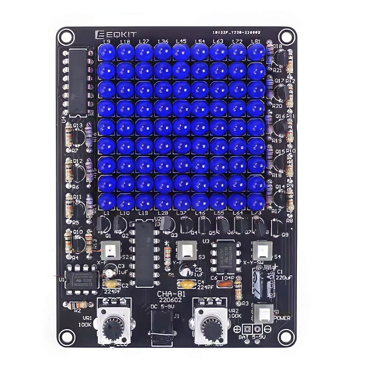 Bausatz: LED Spiel – DIY Lötkit mit 81 blauen LEDs & Lauflichteffekt
