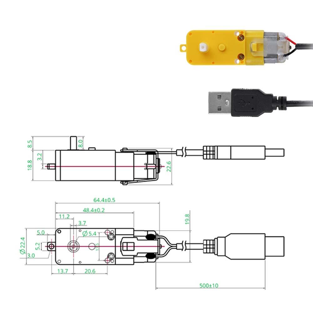 Getriebemotor DC 5V 59 RPM USB kompatibel mit Bambu Lab LA001 Kit