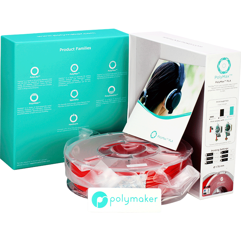 Polymaker PolyMax Tough PLA Filament Rot (red) 1.75mm 750g
