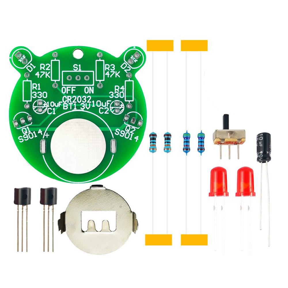 Bausatz LED-Blinklampe Transistorschaltung 3V Übungsplatine