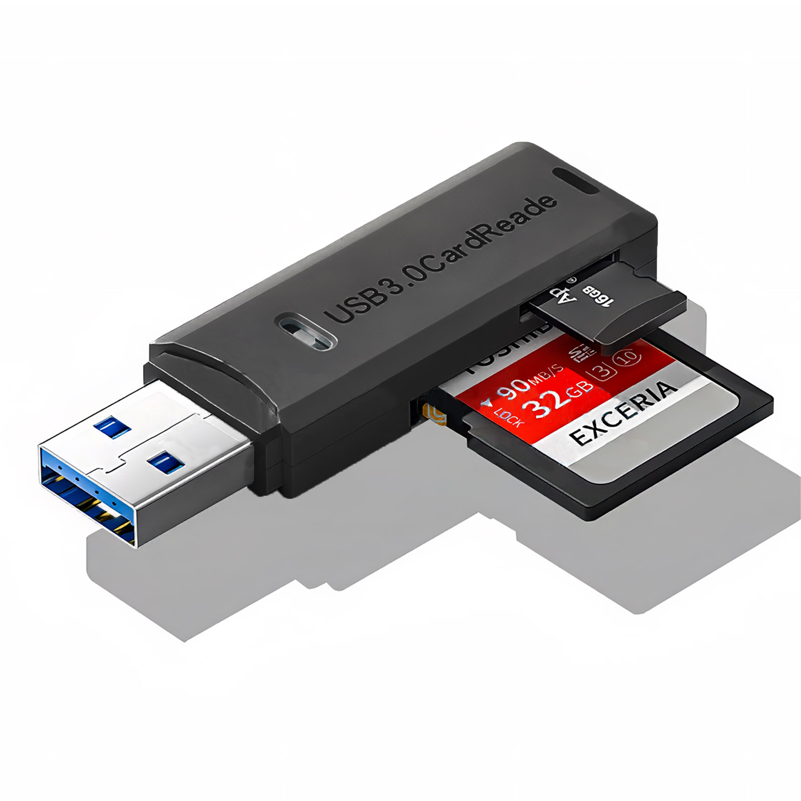 USB 3.0 Kartenleser für SD/MicroSD (Schwarz)