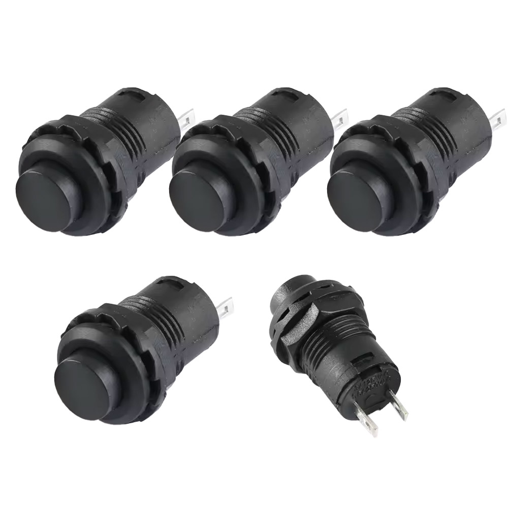 5x Druckschalter selbstsichernd 12mm DS-428 Schwarz