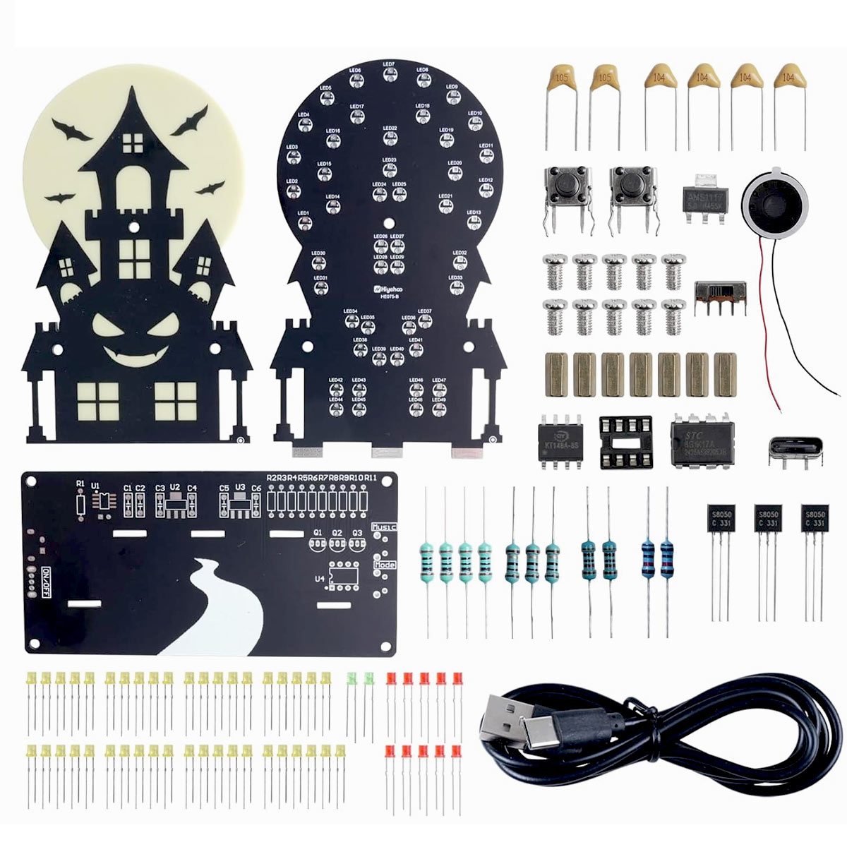 Bausatz: Halloween Geisterschloss – DIY Elektronik-Kit mit LED & Sound