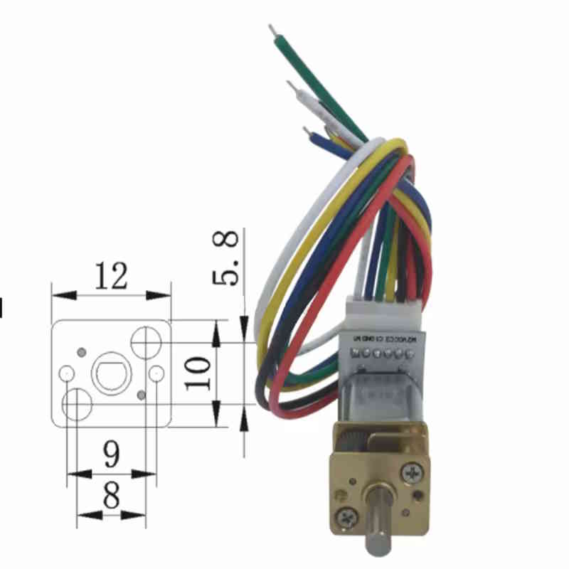 Mini DC Getriebemotor N20 6V mit Hallsensor Encoder 250 RPM
