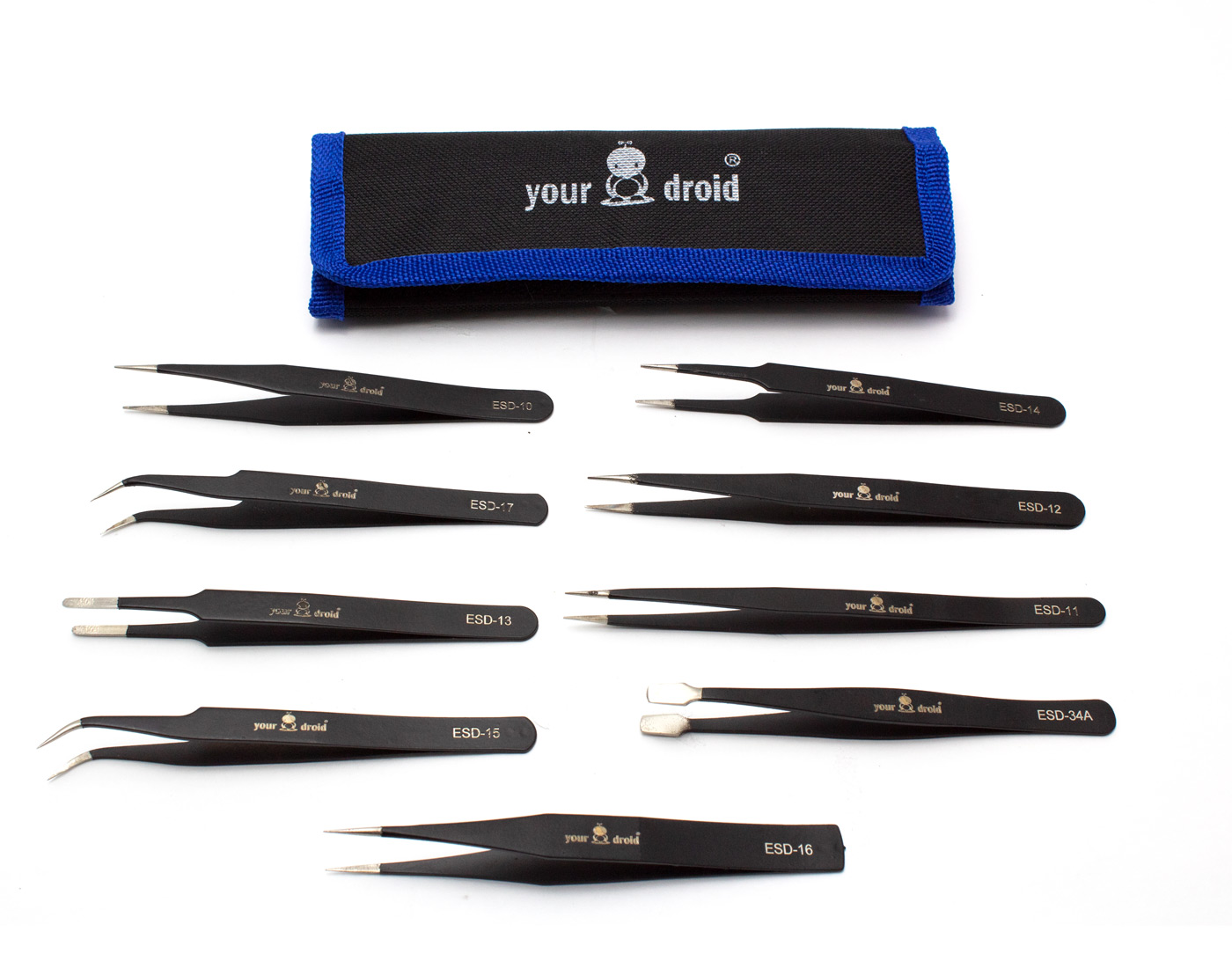 yourDroid ESD Pinzetten Set 9-teilig mit Tasche