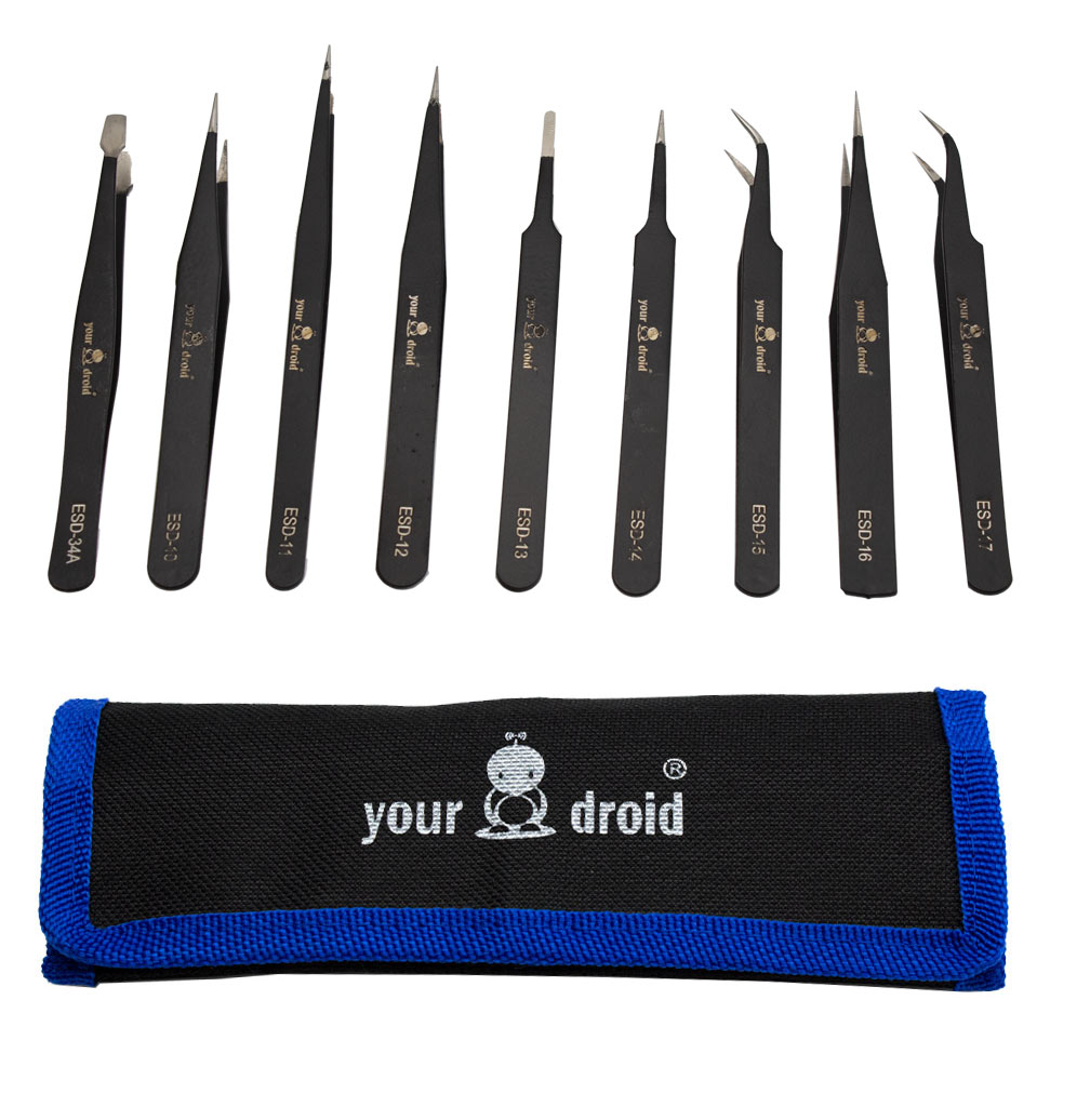 yourDroid ESD Pinzetten Set 9-teilig mit Tasche
