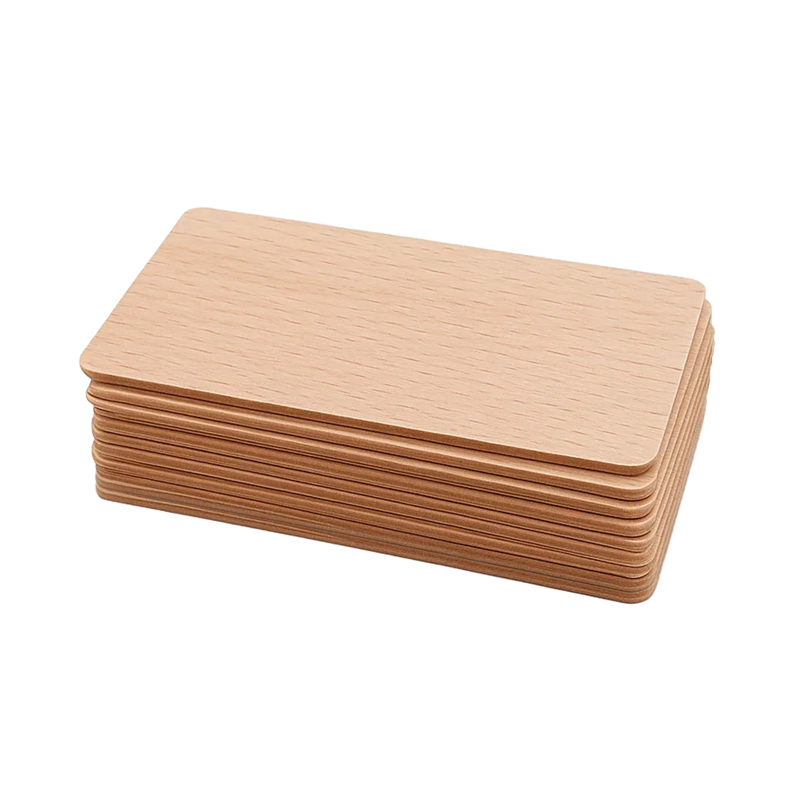10 NFC213 RFID-Karten aus Bambus– Lasergravurfähige RFID-Tags 13,56 MHz (Rotbuche)