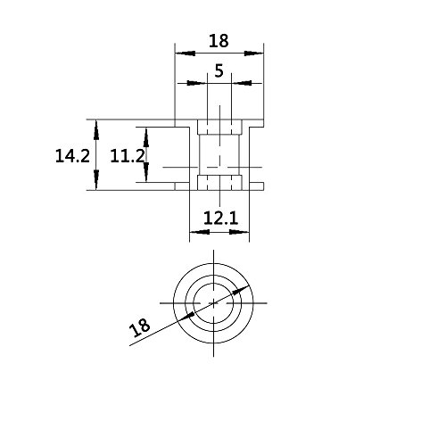 Technische Zeichnung GT2 Flachriemenscheibe 5mm Bohrung 10mm Zahnriemen